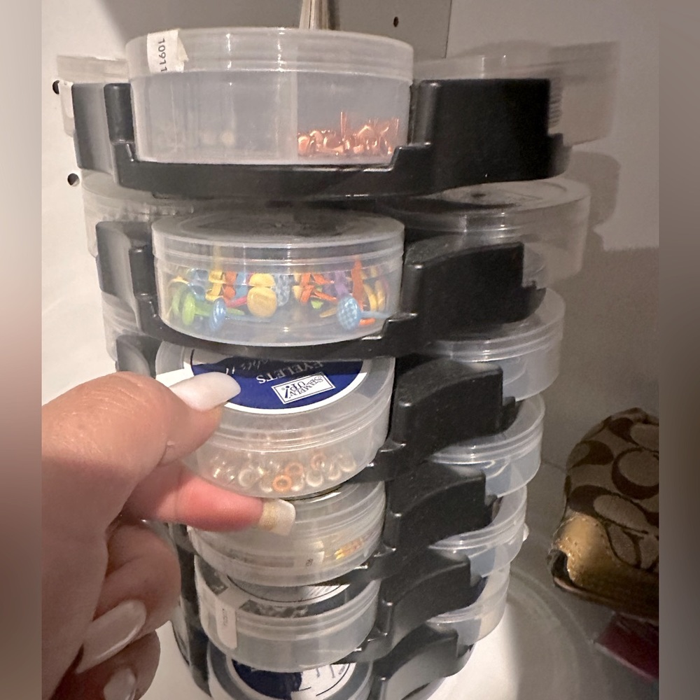 Stampin’ Up! Rotating embellishment carousel Caddy w/containers & contents